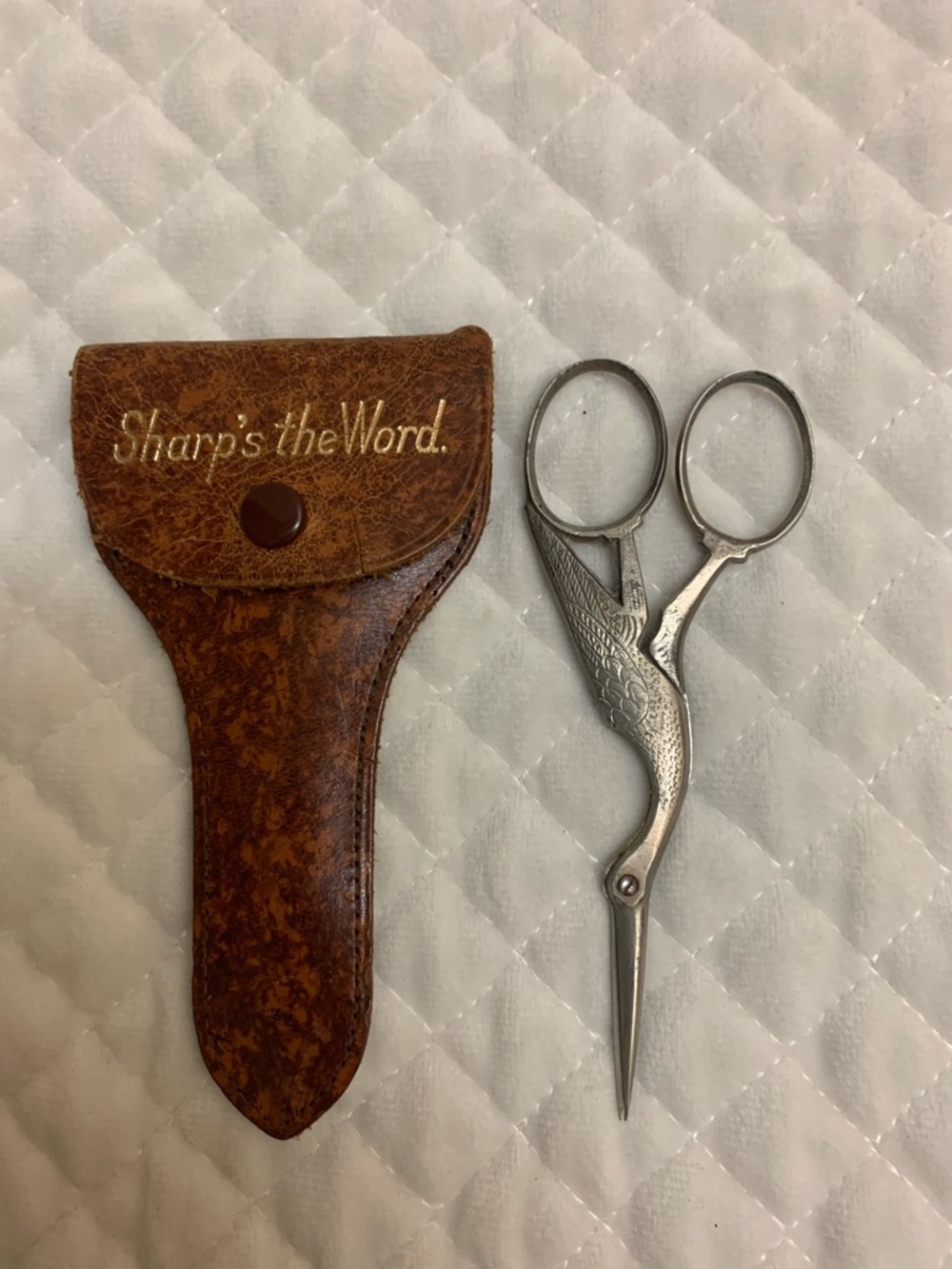 W.H. Morley & Sons in Germany Antique Stork-Shaped Embroidery Scissor  W/Case